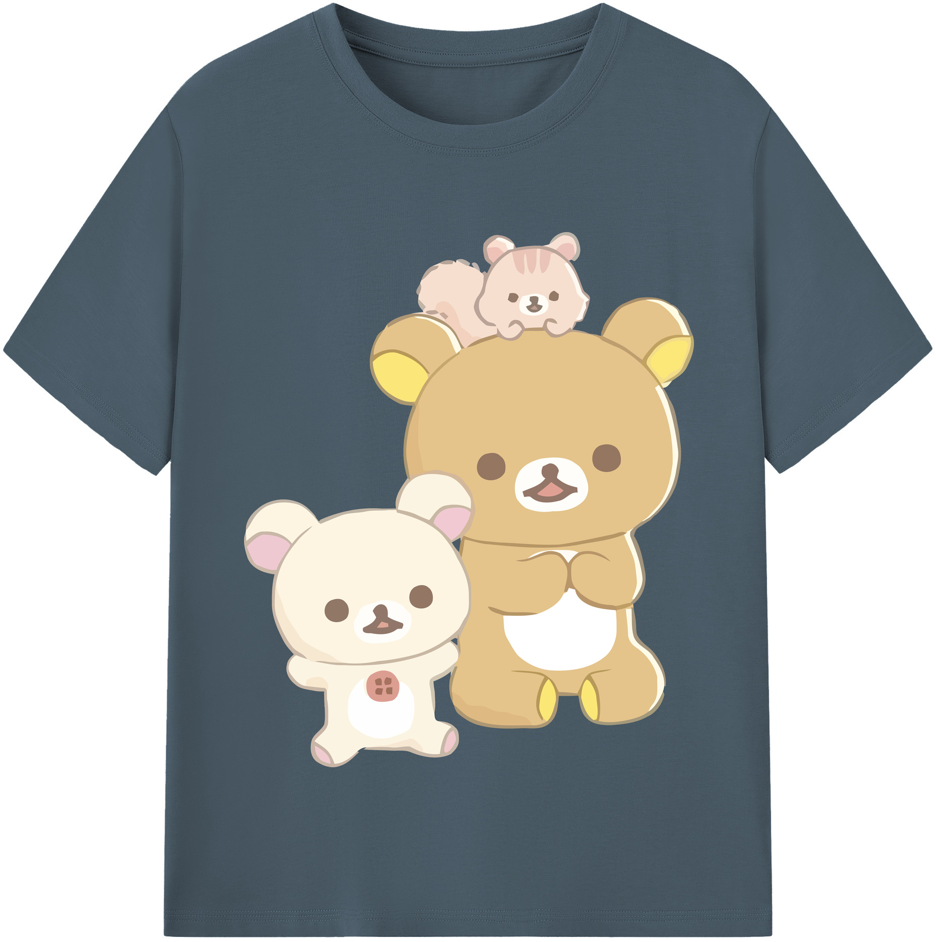 （画像用） リラックマ リラックマ キイロイトリ Rilakkuma Korilakkuma Kiiroitori 綿100％半袖Tシャツ（フロントプリント）